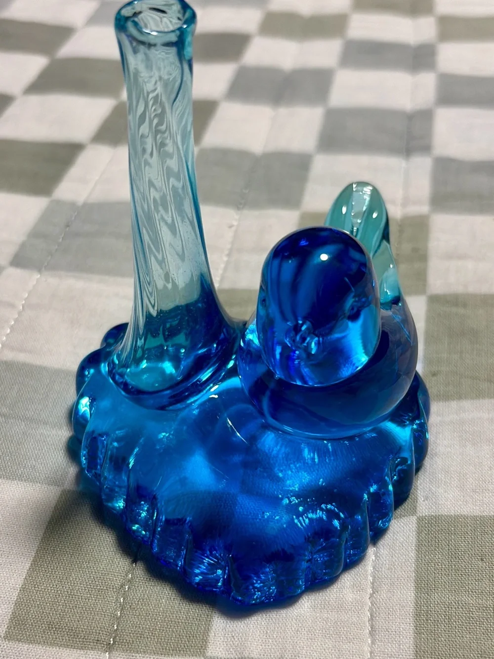 Blue Bird of Happiness Leo Ward Glass Bud Vase